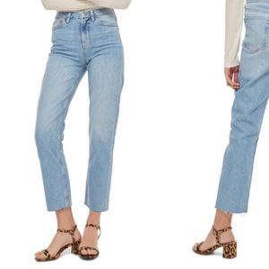 Topshop Raw Hem Straight Leg Denim Jeans Size W30/L32